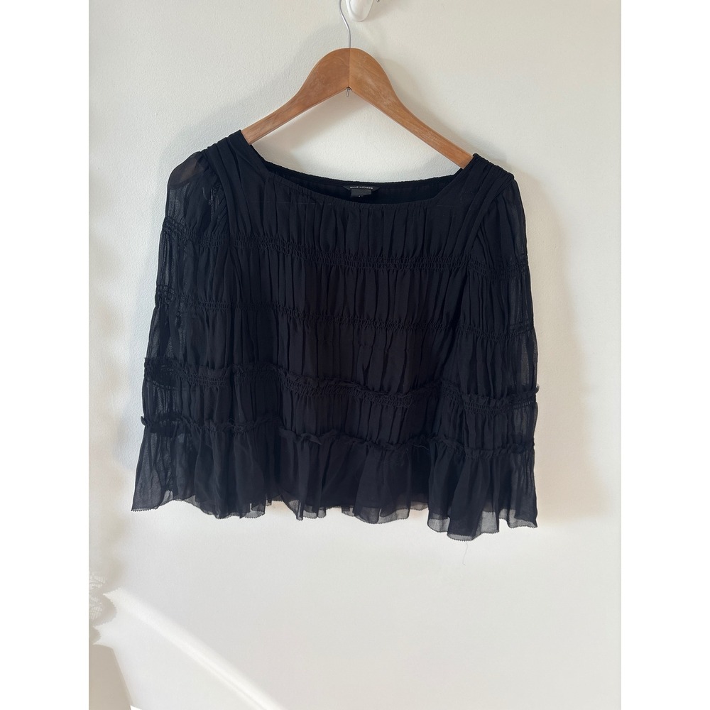Club Monaco Black Silk Tiered‎ Ruffle Mini Skirt Size S